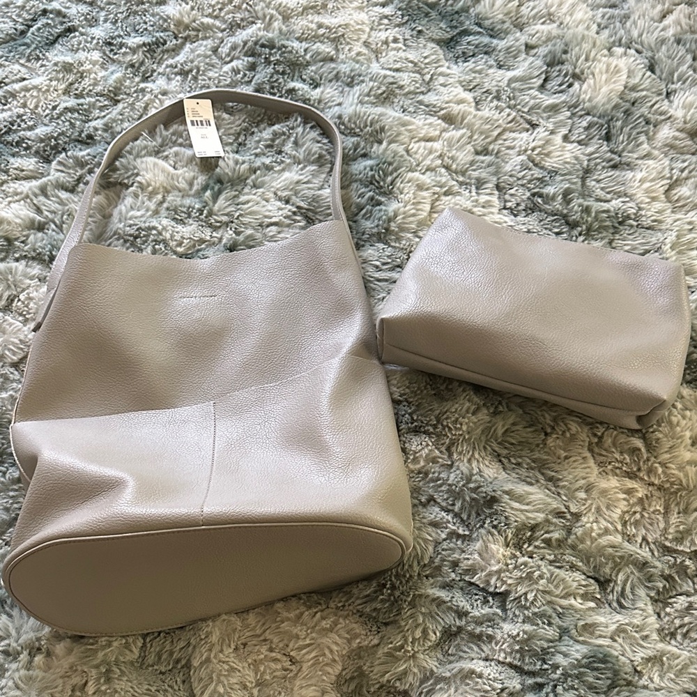 Anthropologie Light Gray Shoulder Bag Set